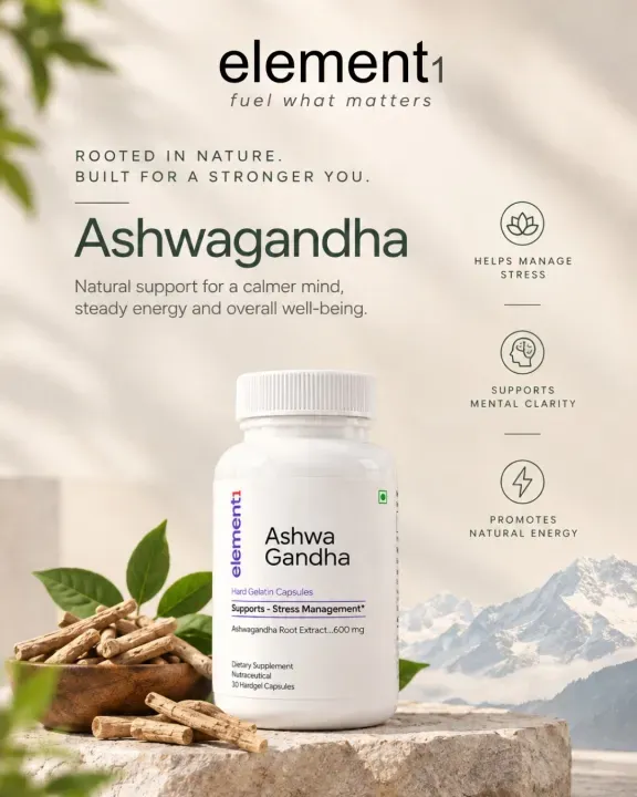 Ashwagandha Root Extract — bottle with key benefits