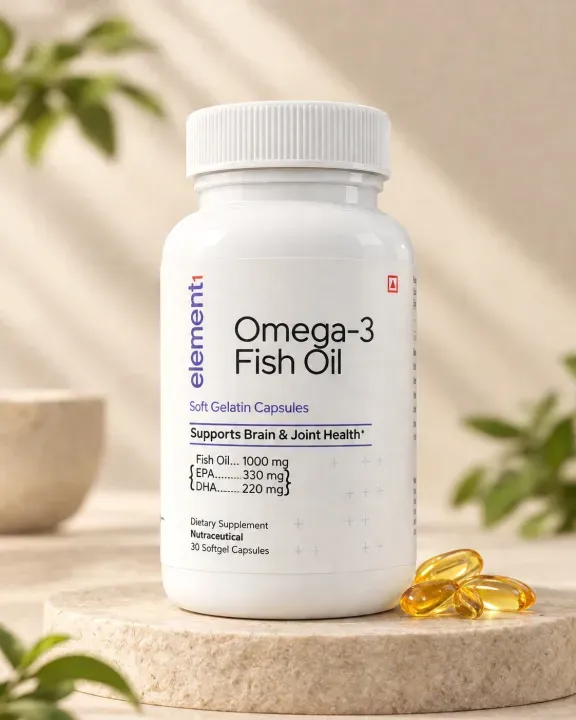 Omega-3 Fish Oil — bottle, studio photo