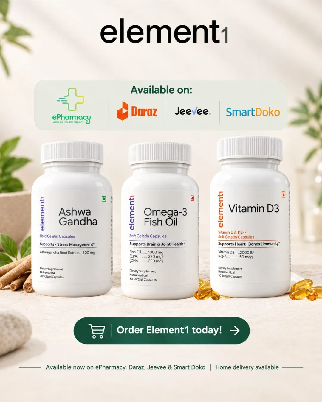Available on ePharmacy, Daraz, Jeevee and SmartDoko