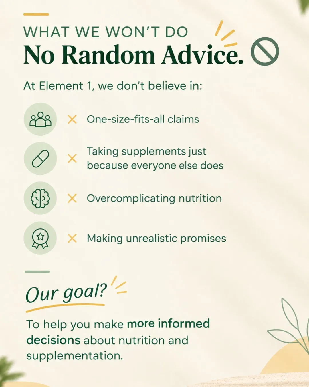 No random advice